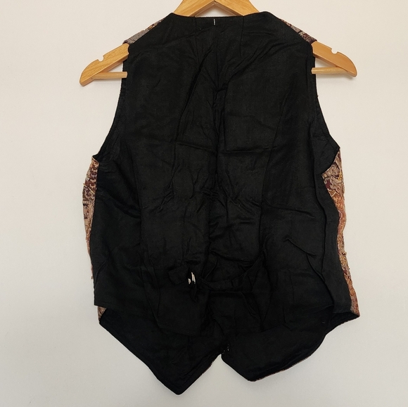 Vintage 90s academia beaded tapestry shortcoat vest - Picture 3 of 7